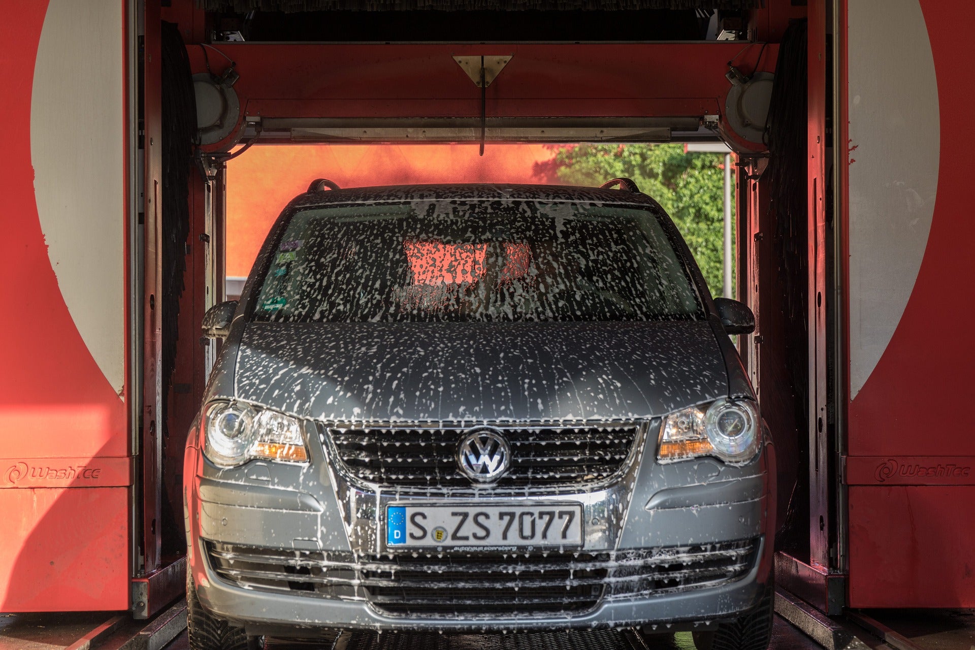 front end of car leaving touchless car wash