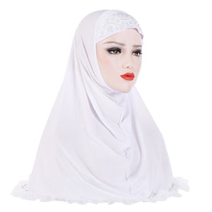 Scarfs & Scarves,Solid Color Rhinestones Lace Women's Muslim Turban Hijab Head Wrap Headscarf,guiro,Zeinab Fashion.