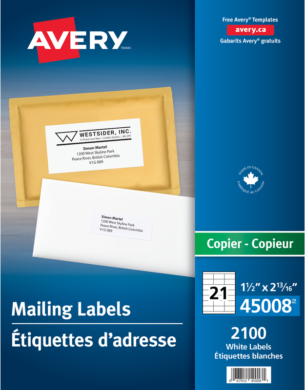 Avery® White Mailing Address Labels For Copiers White 2 1316 X 1 1 0725