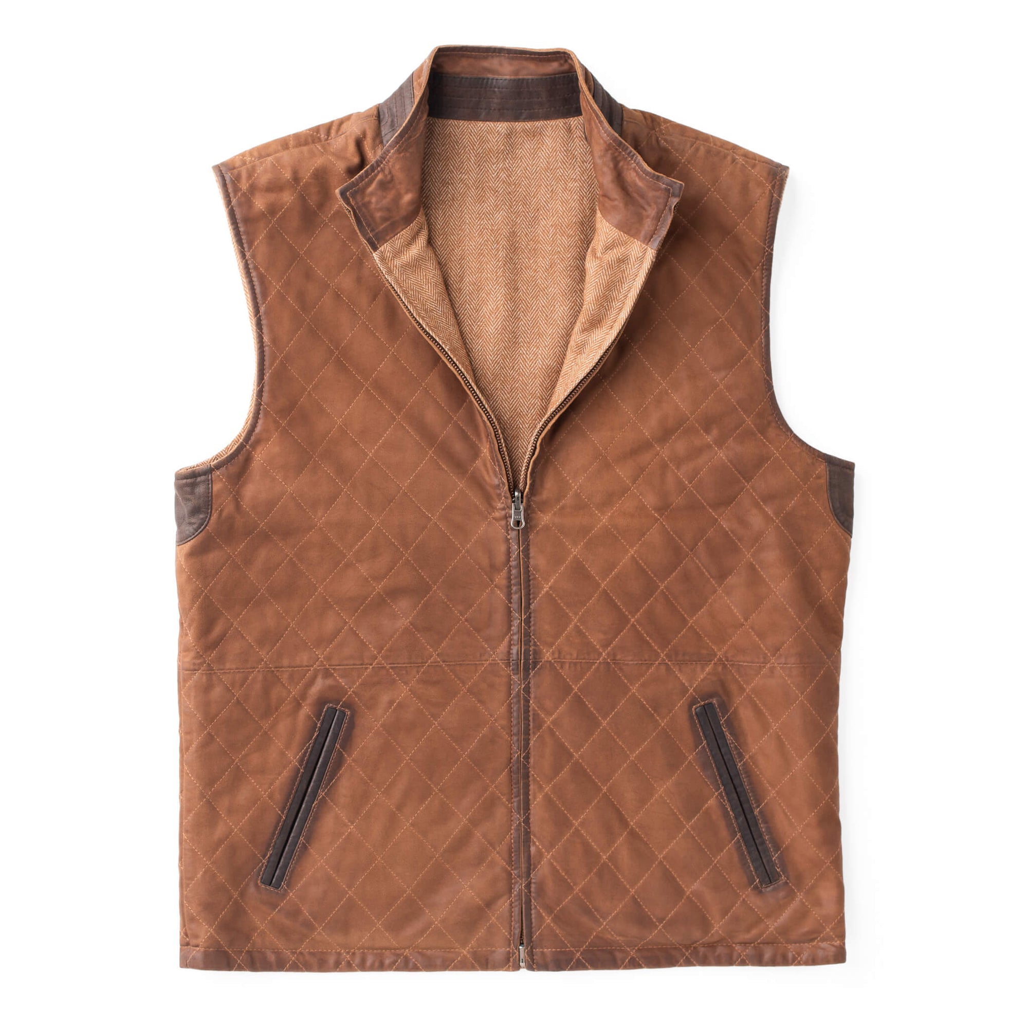 Quilted Faux Suede Reversible Vest