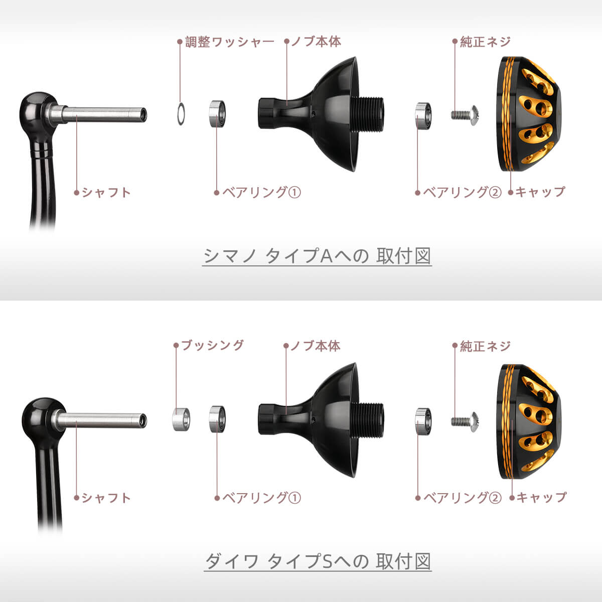 ゴメクサス パワーハンドル ノブ径35㎜ - リール