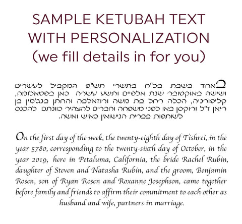 Sample Ketubah Text Filled in