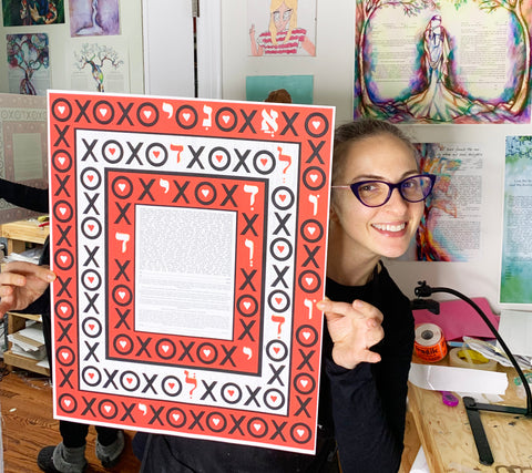 Anna Abramzon with Marcie and Herman's Ketubah
