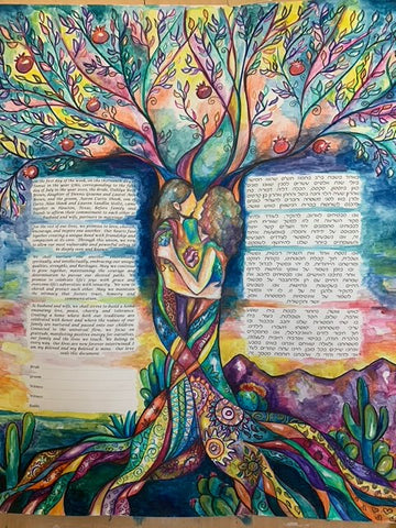 Dahlya and Aaron's Hand Painted Ketubah by Anna Abramzon