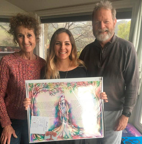 Dropping off replacement ketubah for victims of fires in Santa Rosa