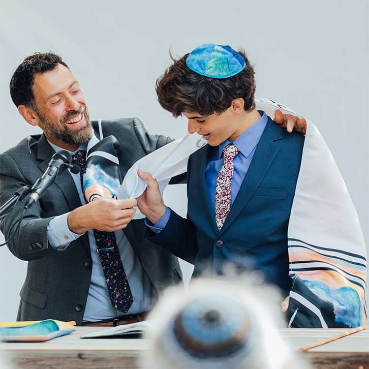 A lovely tallit on a young man