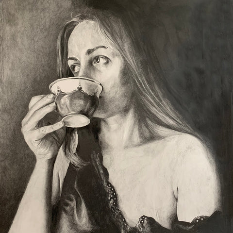 A Moment of Reflection by Anna Abramzon, Graphite on Paper