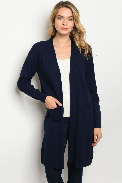 long navy blue cardigan