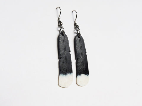 Huia Feather earrings made from recycled plastic by Remix Plastic in Chirstchurch, new Zealand 