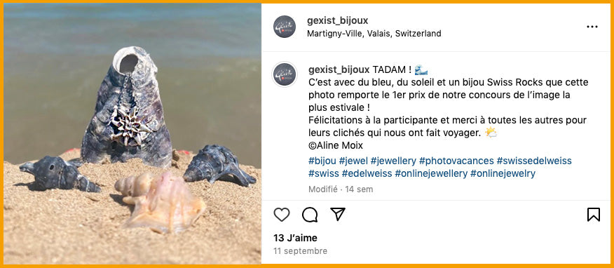 Gexist's latest summer competition on Instagram