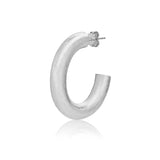 Sterling silver oval creole, raff finish 32mm by Gexist®