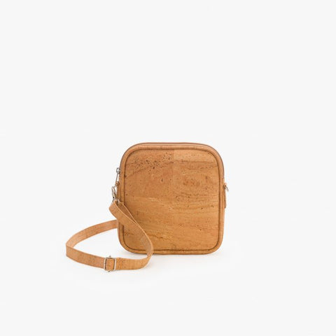 squared cork crossbody bag