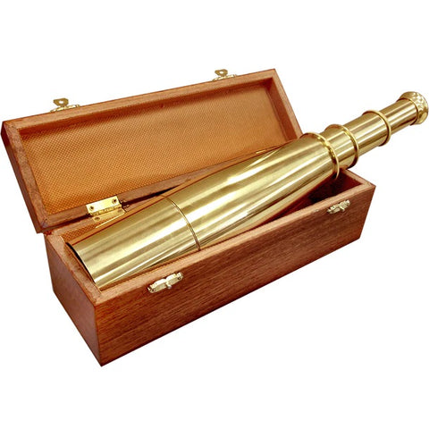 Barska 18x50mm Collapsible Anchormaster Classic Brass Spyscope In Mahogany Storage Chest