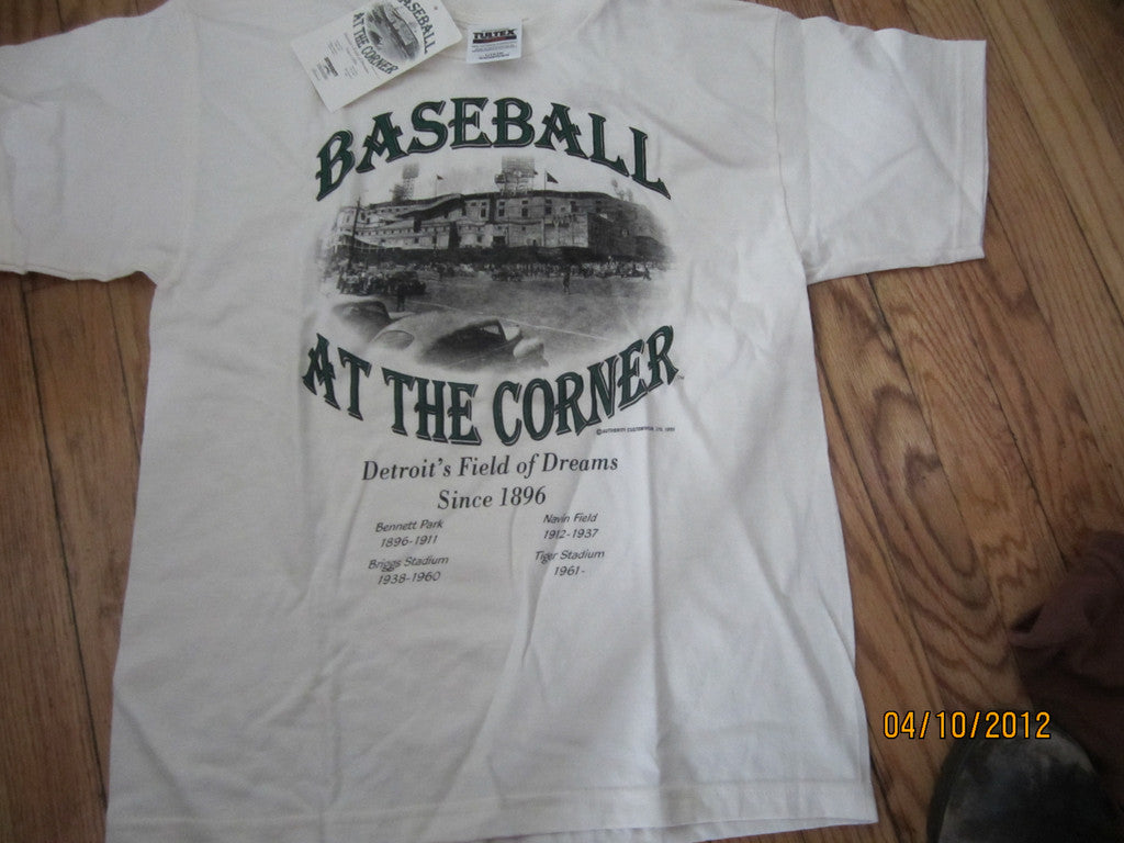 Baseball At The Corner Antique Cream T-shirt - Vintage Detroit