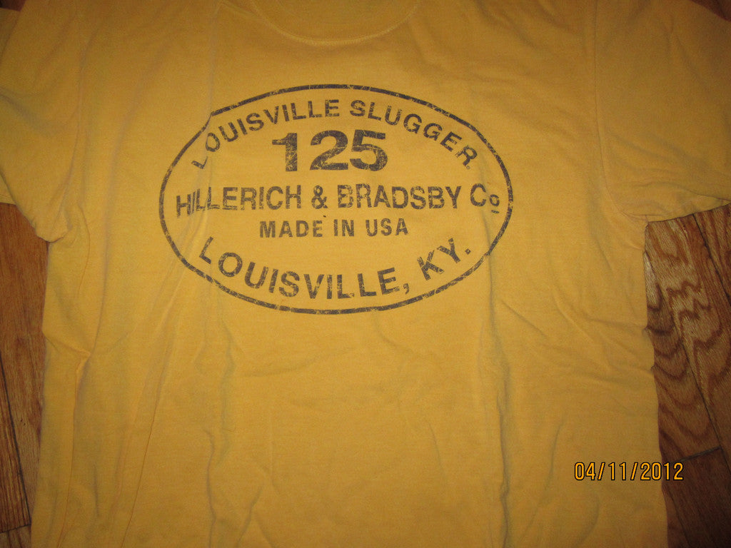 Lilmoxie — Louisville Slugger Baseball Bats Logo Yellow T Shirt Large