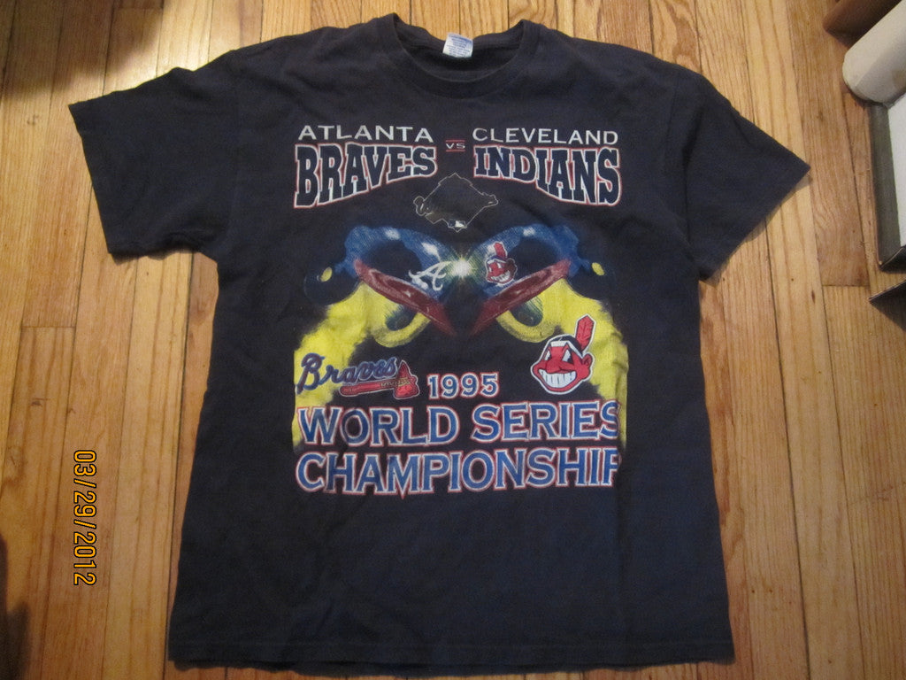 1995 World Series Cleveland Indians VS Atlanta Braves MLB RAP Tee Size  Large