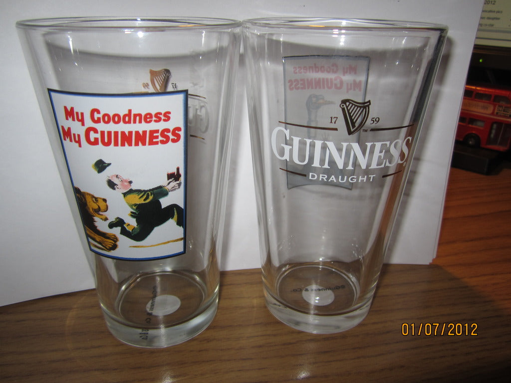 Lilmoxie — Guinness Bear Chasing Man Vintage Ad Poster Pint Glass