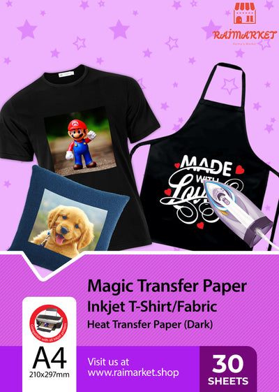 Iron on Fabric Transfer Paper (Magic Paper) - Light (30 Sheets) – Raima's  Market