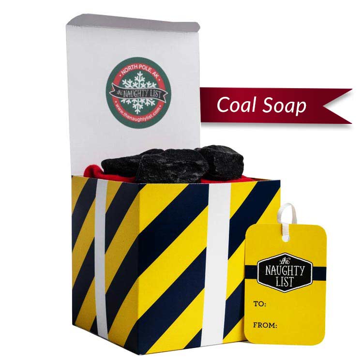 (SOAP) Christmas Lump of Coal SOAP "HO HO HO" Packaging The Naughty