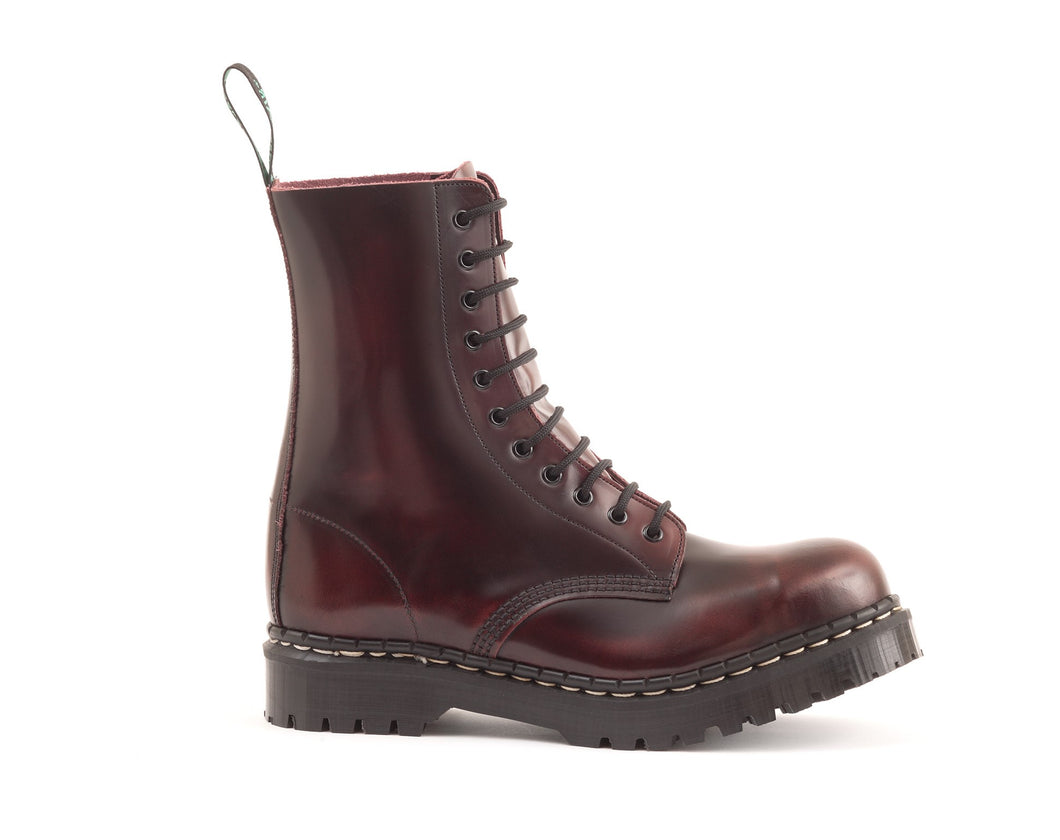 Classic 11 Eye Steel Toe Derby in Burgundy Rub – Solovair Direct