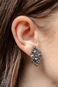 City Gardens - Black - Gunmetal - Clip-On Earrings - Paparazzi Accessories