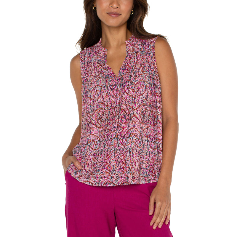 Liverpool Sleeveless Halter Knit Blouse with Ties