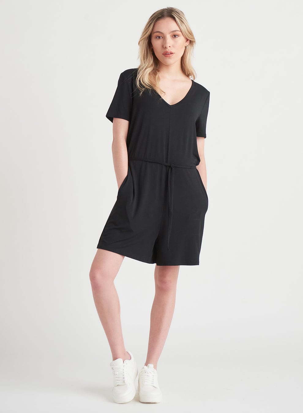 Dex V-Neck Romper with Drawstring