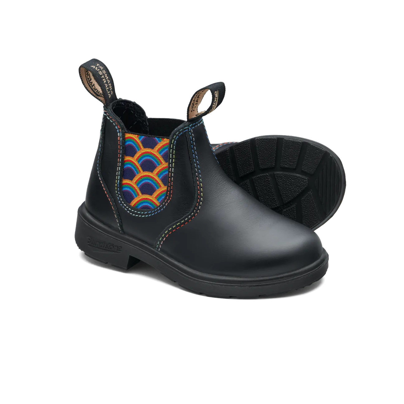 Blundstone Kids 2254 - Black with Rainbow Elastic