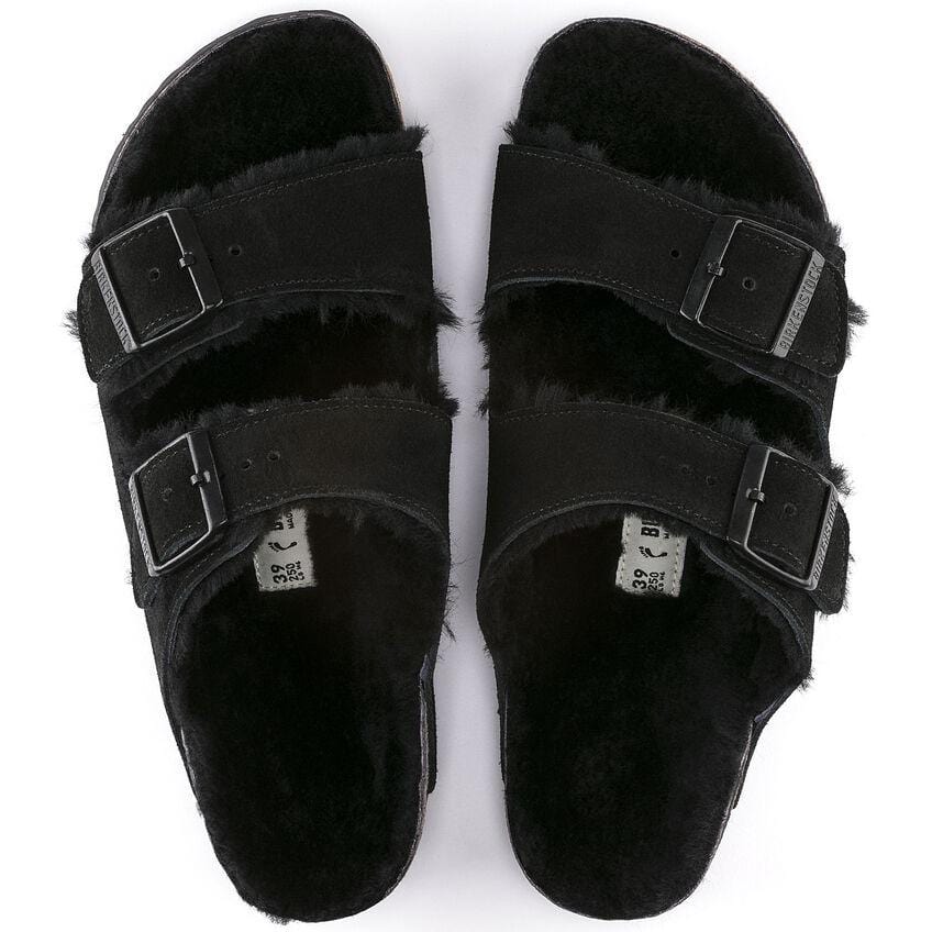 Birkenstock Arizona Black Shearling Sandal - Regular