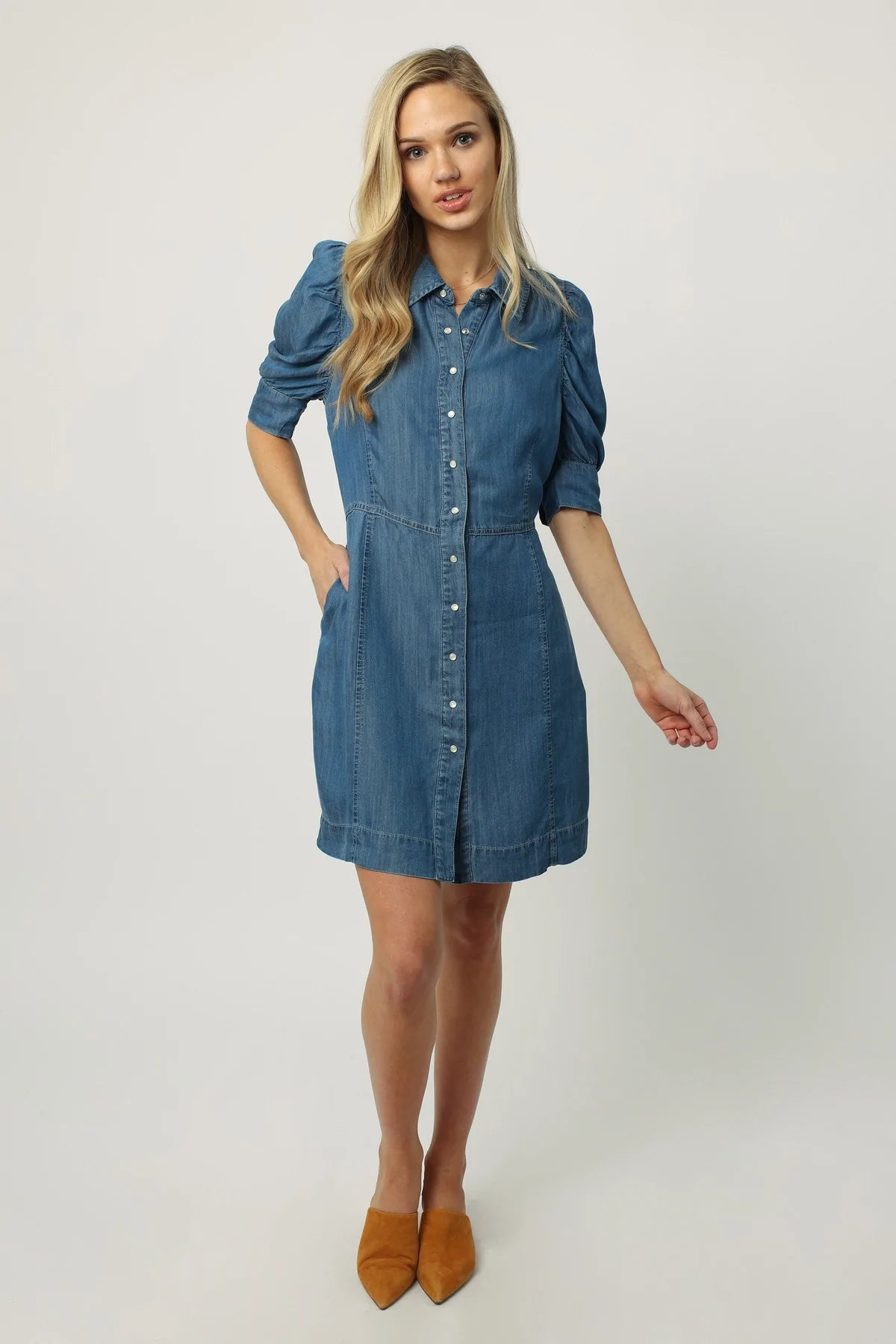 Dear John Adeline Short Sleeve Dress - Denim