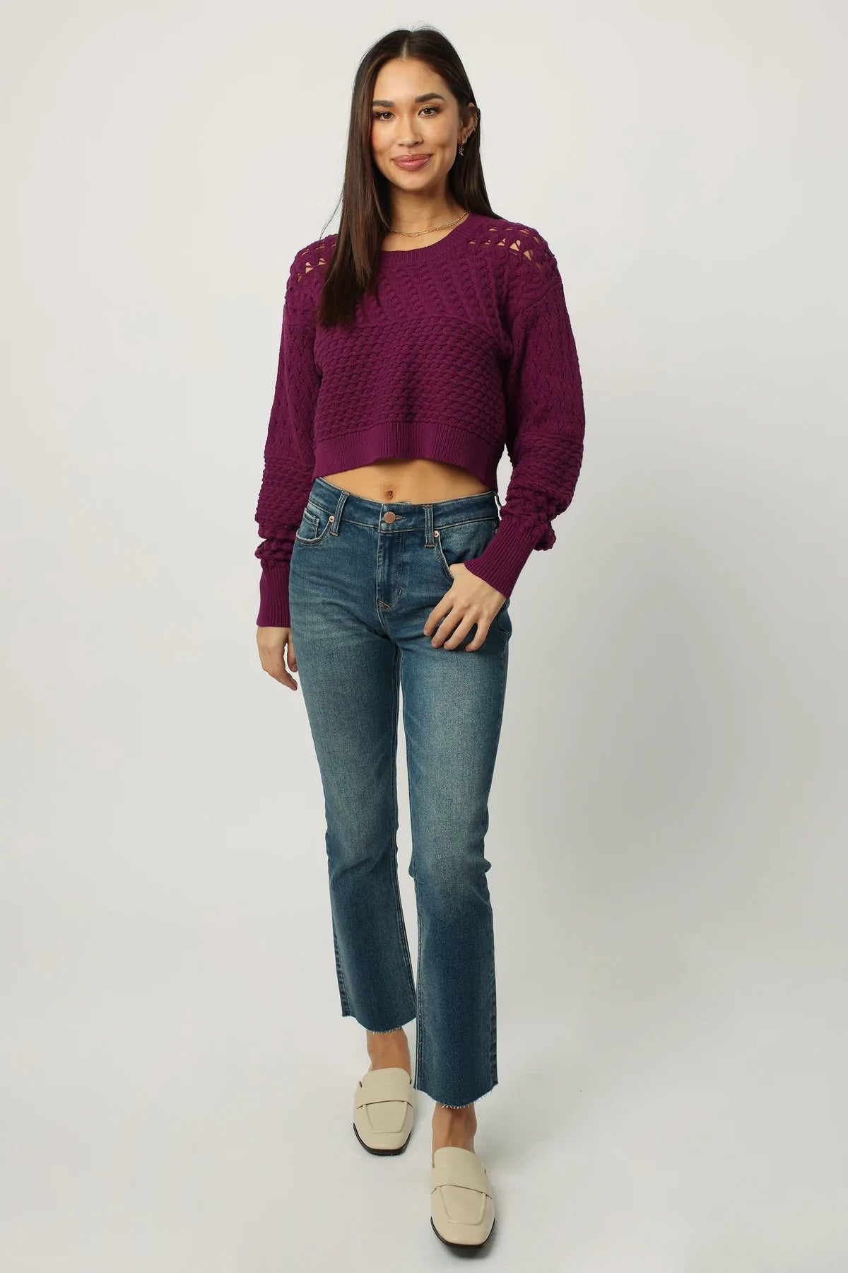 Dear John Abigail Cropped Long Sleeve Sweater