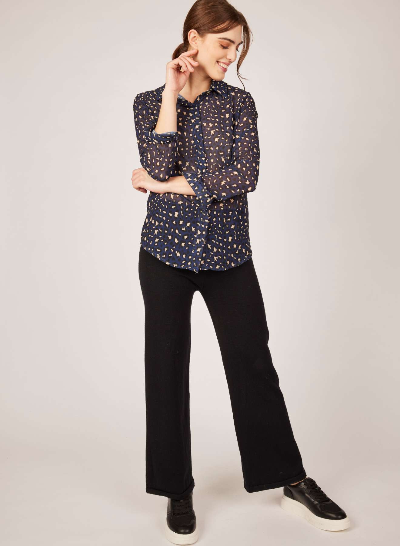 Pistache Leopard Printed Blouse