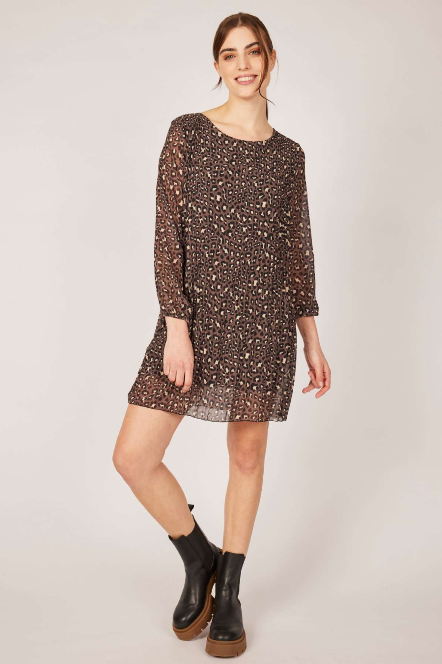 Pistache Leopard Printed Tunic Dress