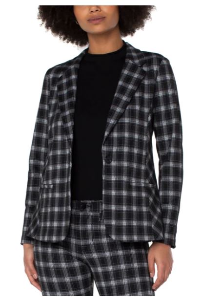 Liverpool Fitted Blazer - Black/White Glen Plaid