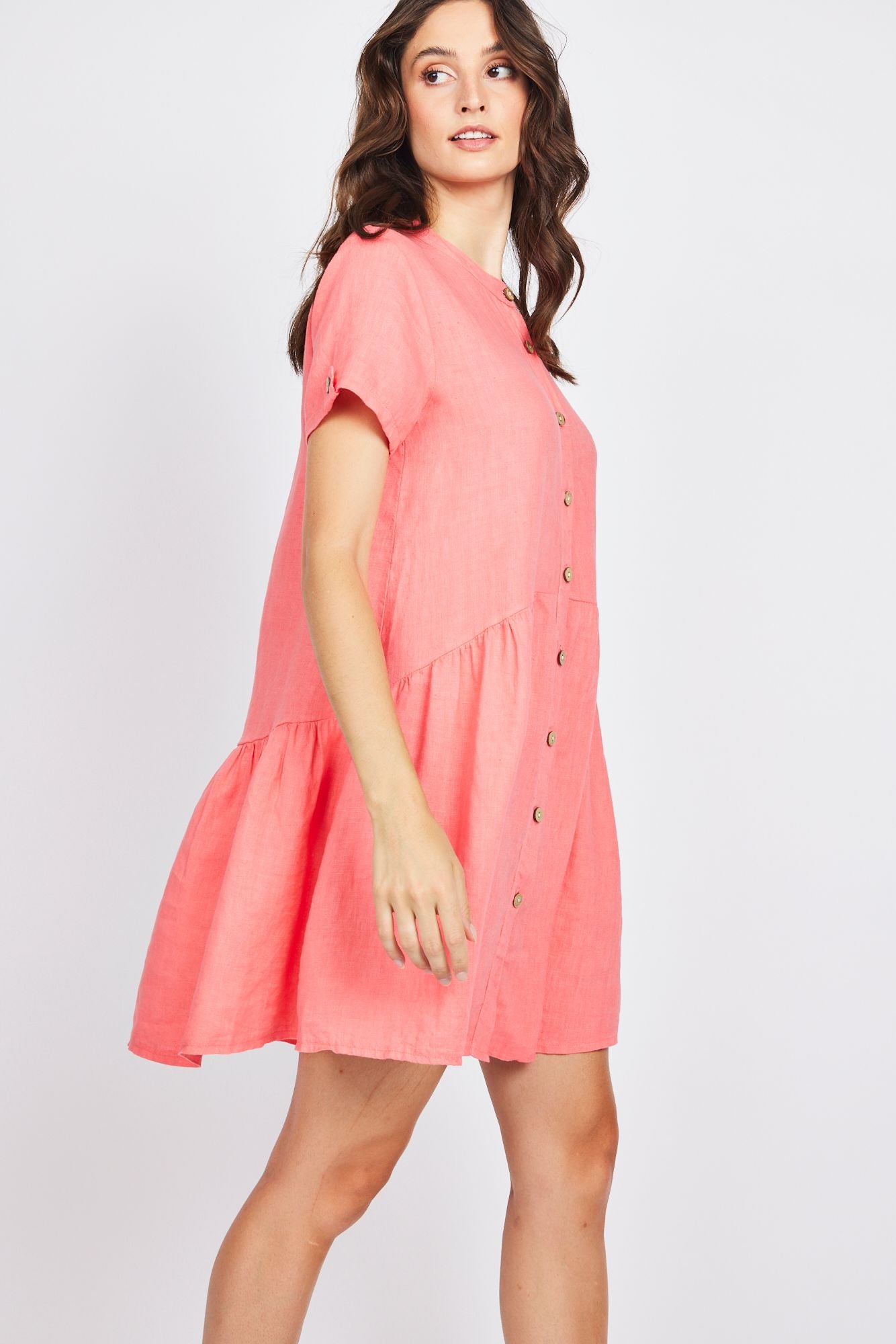 Pistache Linen Button Down Linen Dress