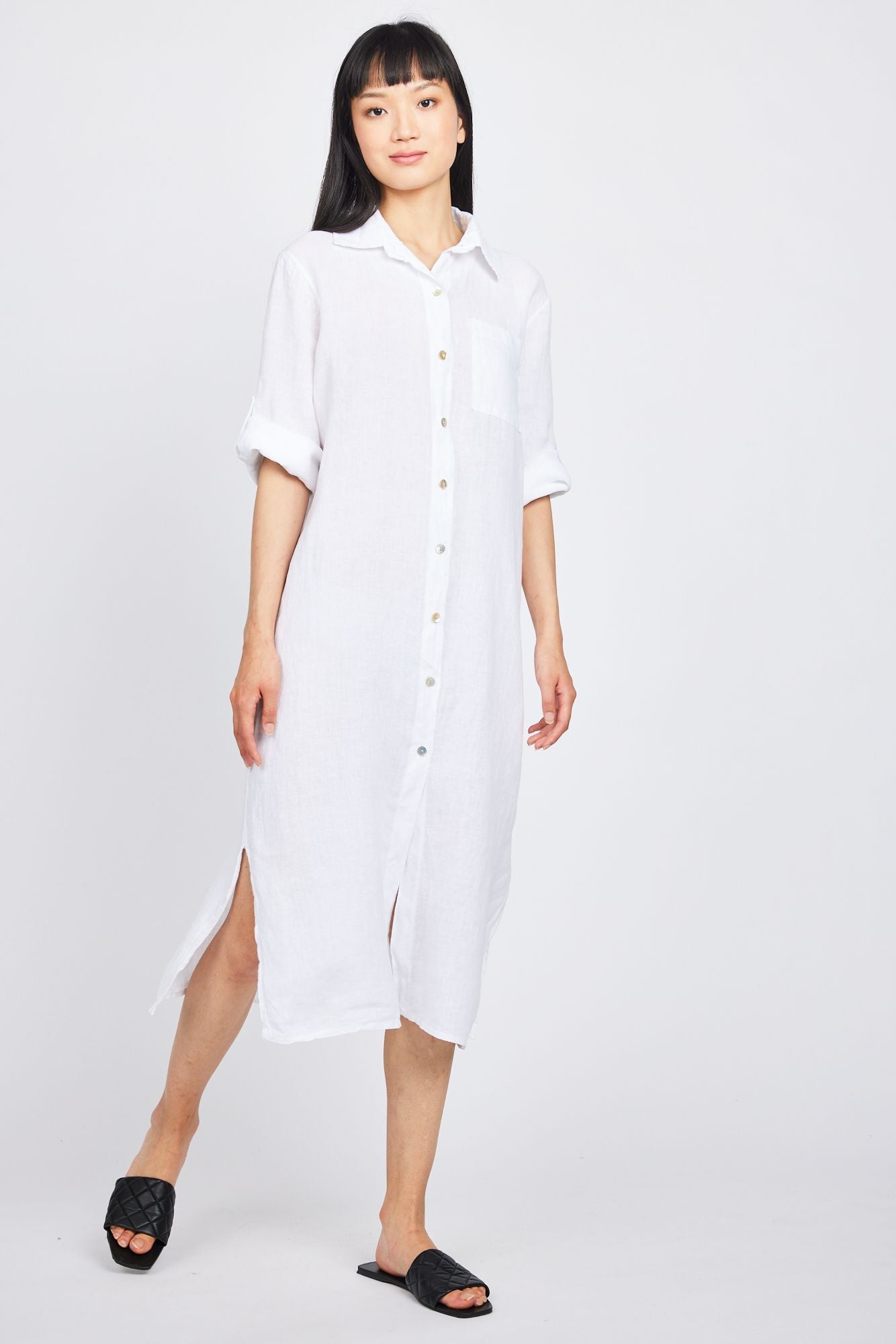 Pistache Maxi Linen Blouse Dress