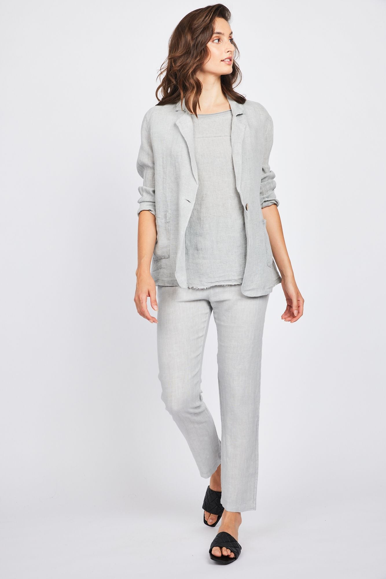 Pistache Relaxed Linen Blazer