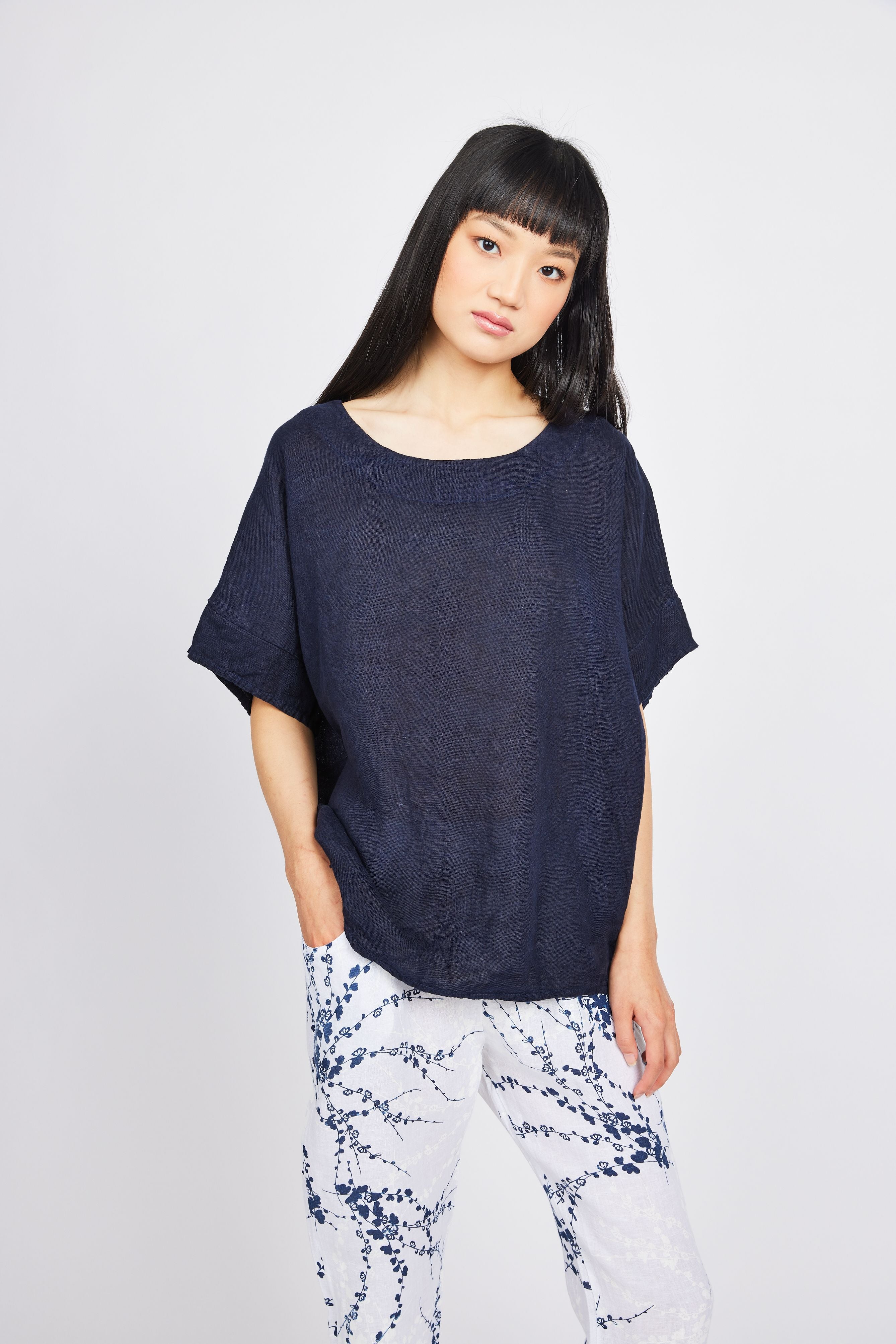 Pistache Short Sleeve Linen Top