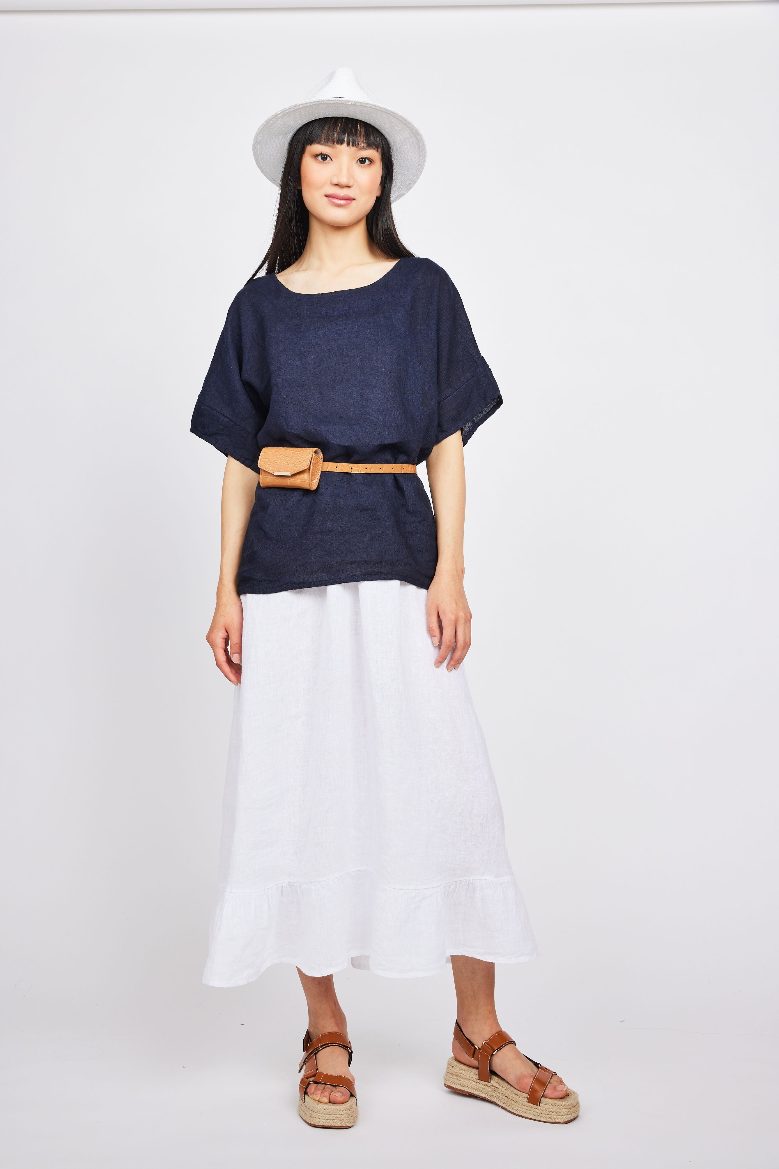 Pistache Short Sleeve Linen Top