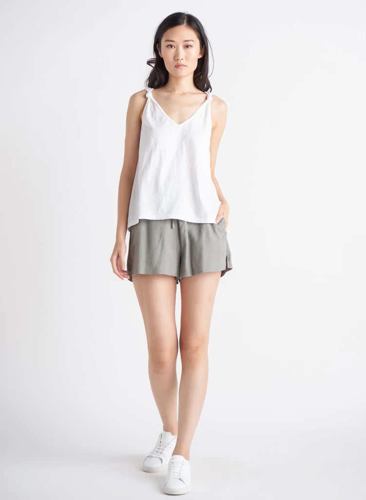 Dex Drawstring Elastic Waistband Linen Short