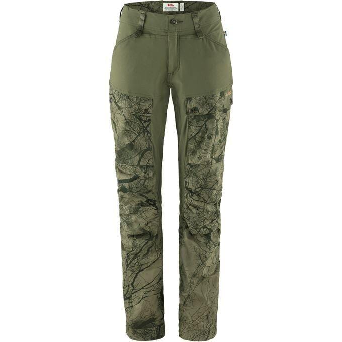 FJÄLLRÄVEN Women's Keb Trousers Regular - Green Camo / Laurel Green