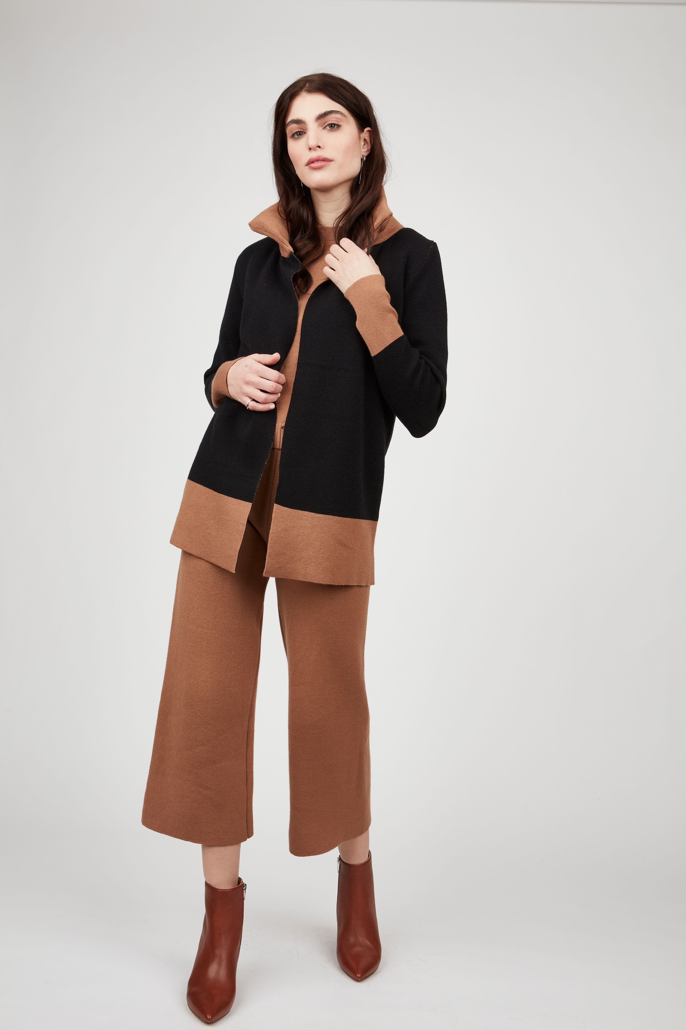 Pistache Knit Jacket With Two-Tone Trim