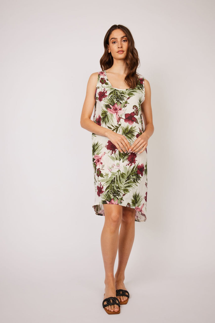 Pistache Sleeveless Linen Sheath Dress