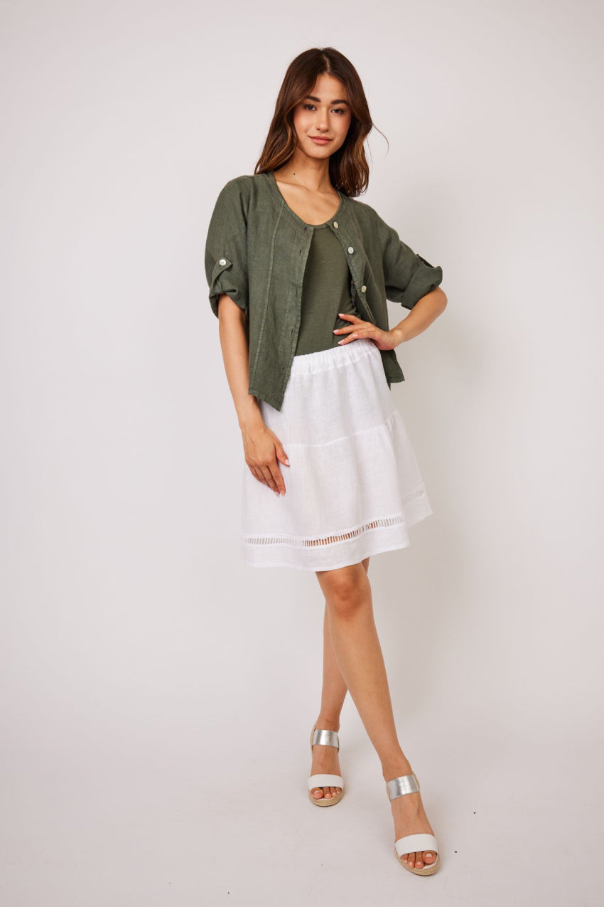 Pistache Short Linen Jacket