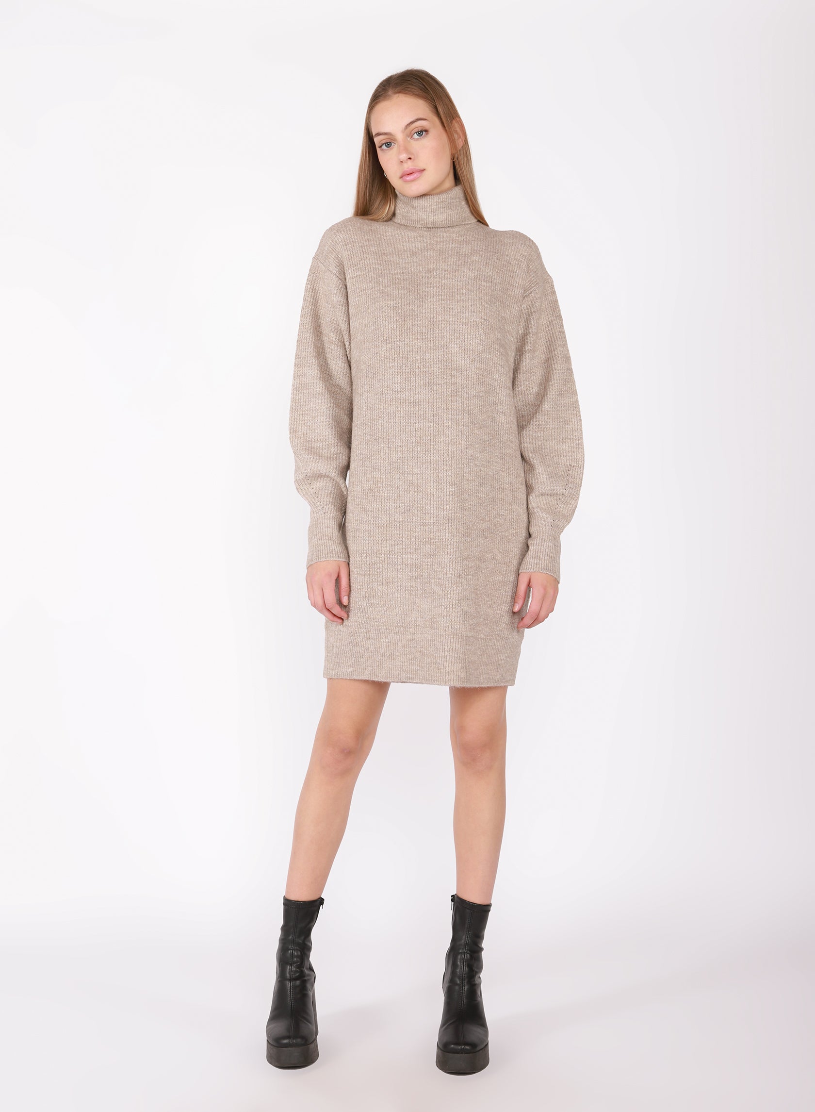 Black Tape Mock Neck Sweater Dress