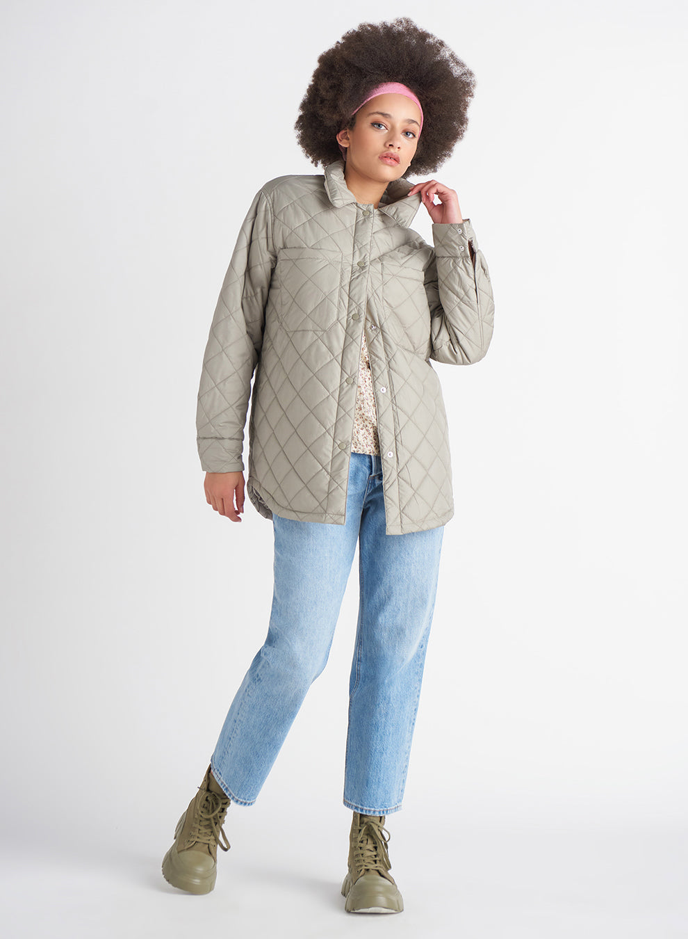 DEX Quilted Light Puffer Shacket