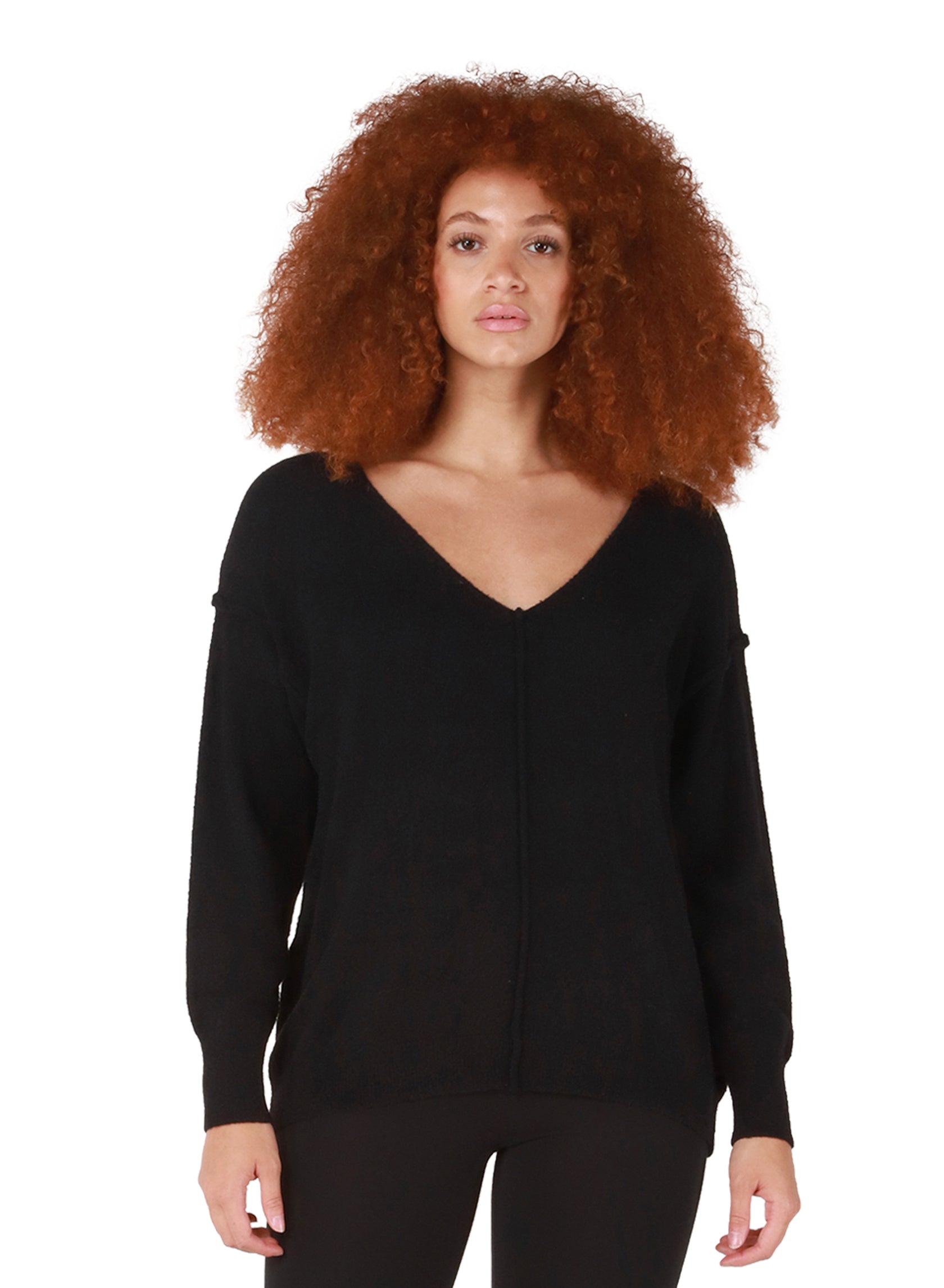 DEX Exposed Seams V-Neck Sweater