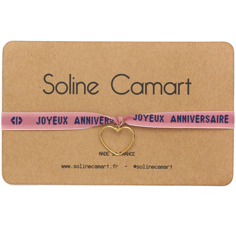 Bracelet Joyeux Anniversaire Rose Bracelet A Message Brode Soline Camart Solinecamart