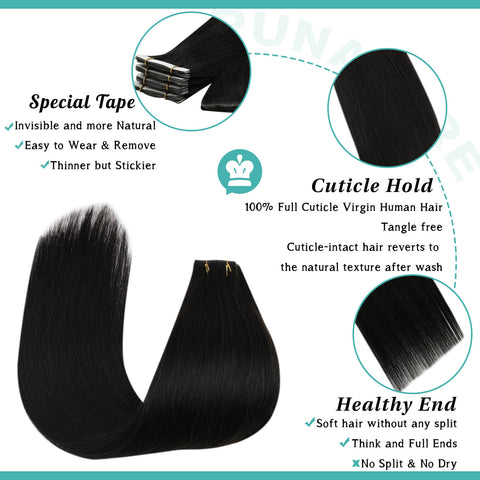 off black invisible tape in human hair extensions