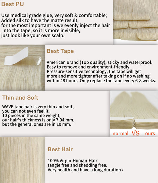 #4 virgin tape in hair extensions